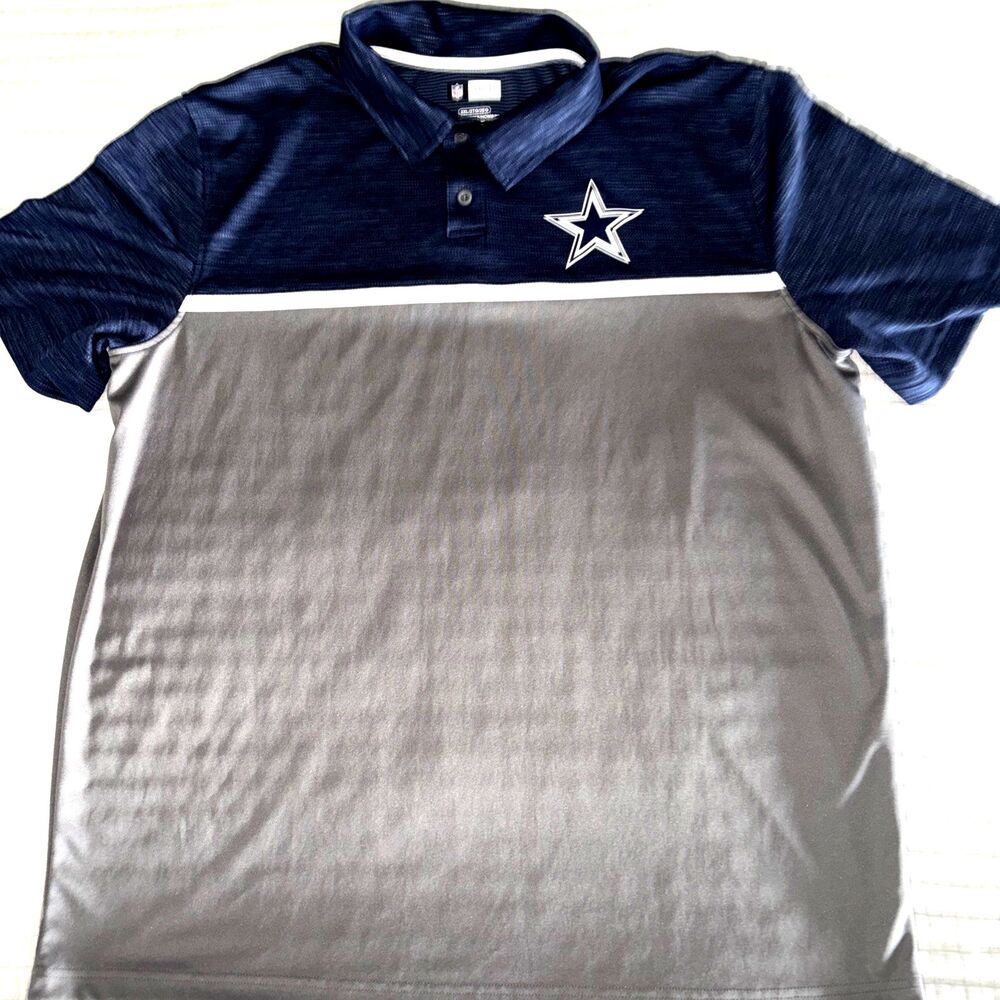 NFL Team Apparel Dallas Cowboys Men’s Polo Shirt 2XL Blue/Gray NFL